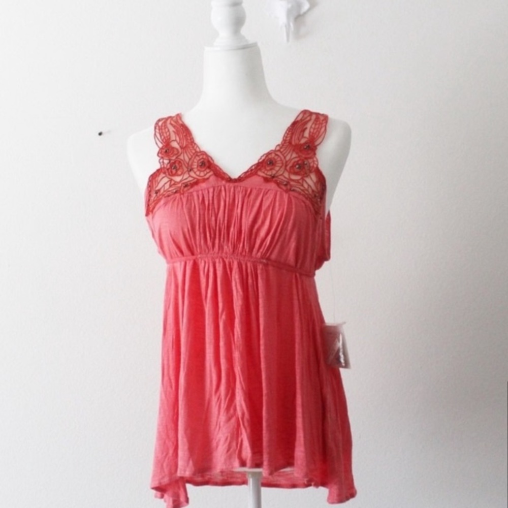 RELISTED 🎉 HP🎉NWT Free People Lace Embroidered Tie Waist L574 - Picture 6 of 7